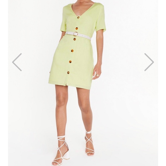 NWT Nasty Gal Spring Green Linen Dress🍈 - Picture 2 of 6